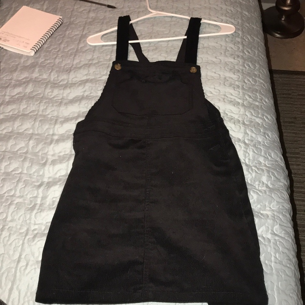 H&M black corduroy overall dress